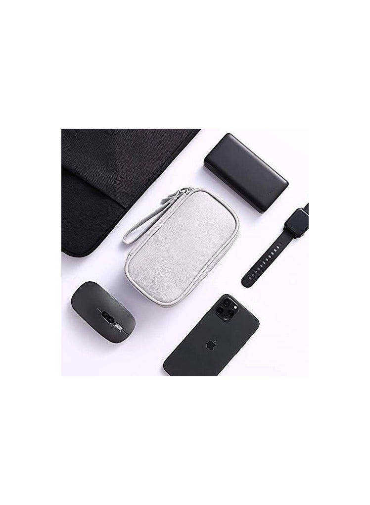 PROMASS Small Electronic Organizer Cable Bag, Travel Portable Electronic Accessories Storage Bag Soft Carrying Case Pouch for Hard Drive, Cord, Charger, Earphone, USB, SD Card (Light Grey)  - Image 4