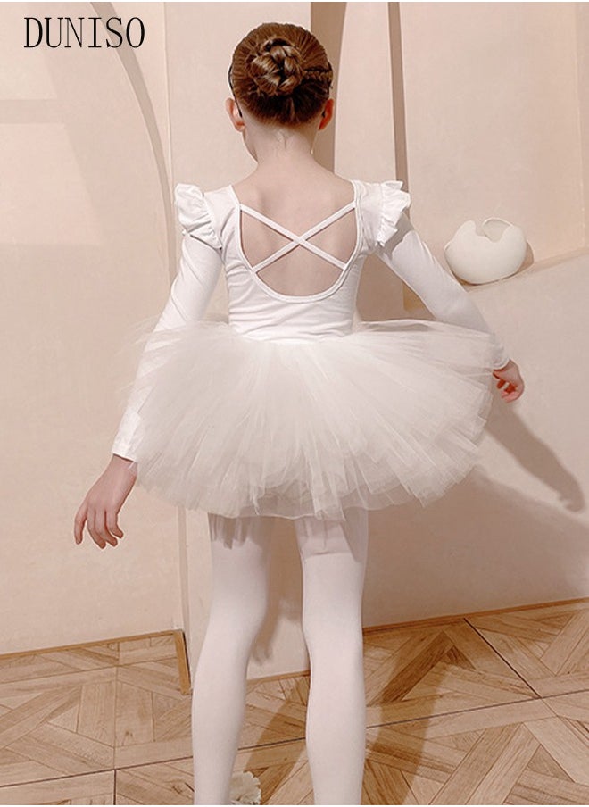 DUNISO - Girls Ballet Dresses Leotards with Skirt Dance Dress Long sleeve Ballerina Tutu Outfit Cotton Dress Ballet Skirt Mini Skirt Princess Dresses Dance Wear Clothes for Little Girl - Image 1