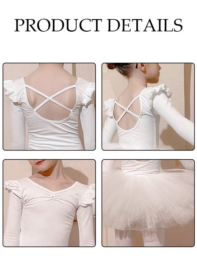 DUNISO - Girls Ballet Dresses Leotards with Skirt Dance Dress Long sleeve Ballerina Tutu Outfit Cotton Dress Ballet Skirt Mini Skirt Princess Dresses Dance Wear Clothes for Little Girl - Image 1