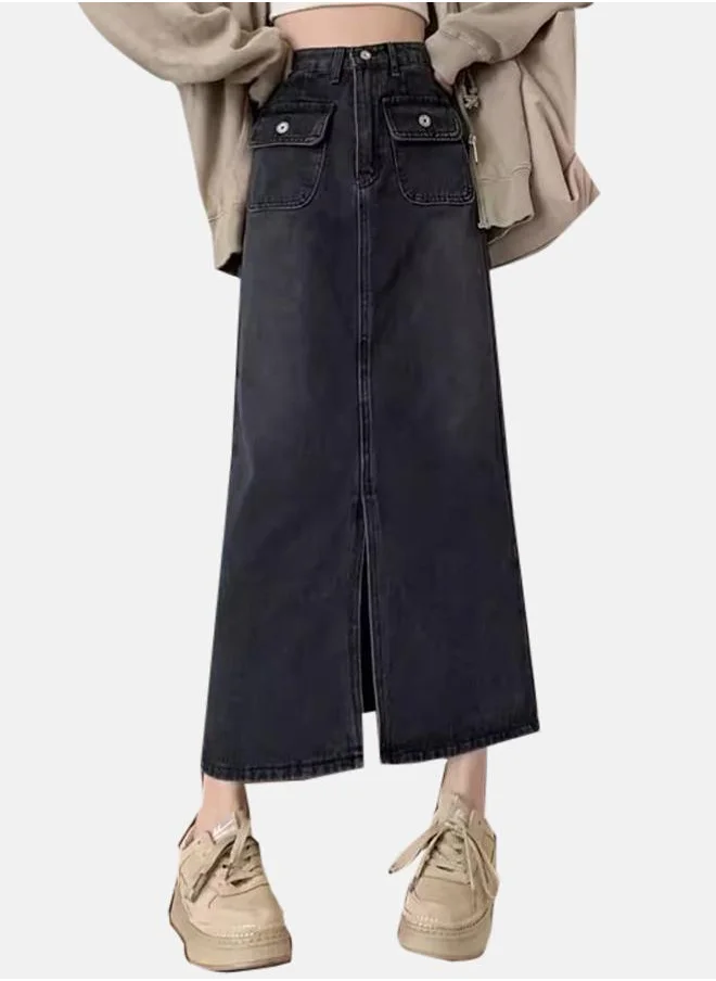 يونيكي Black A-Line Maxi Denim Skirts