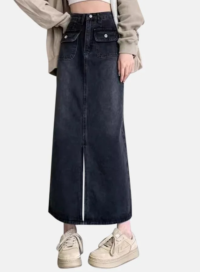 يونيكي Black A-Line Maxi Denim Skirts