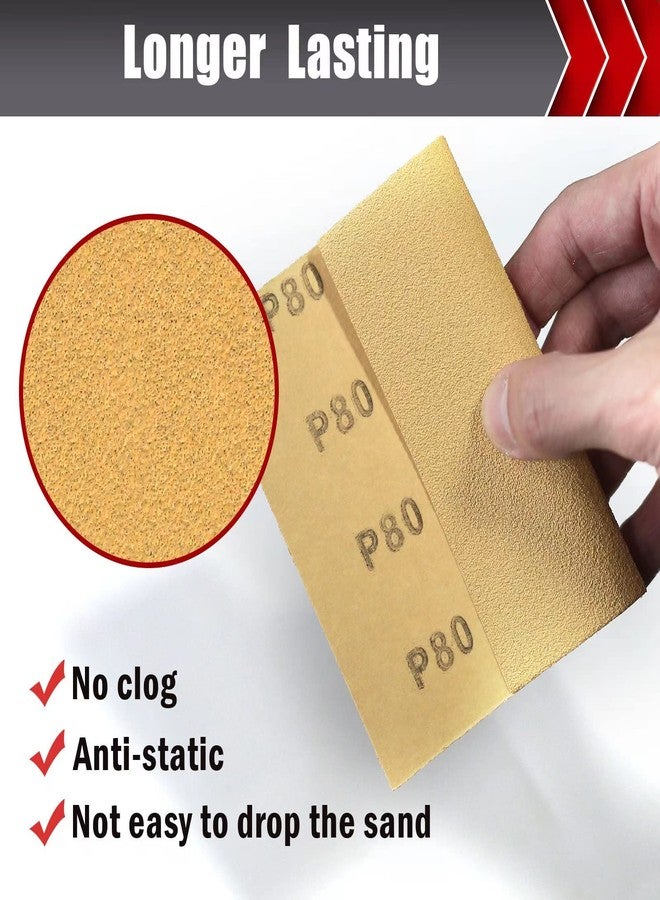 BOSHCRAFT 50 Pcs Premium Sandpaper, 1/4 Sandpaper Sheets 80/120/150/220/320/400 Grit Assortment Sandpaper for Wood Metal Automotive Palm Sanders 5.5'' x 4.5'' - Image 4