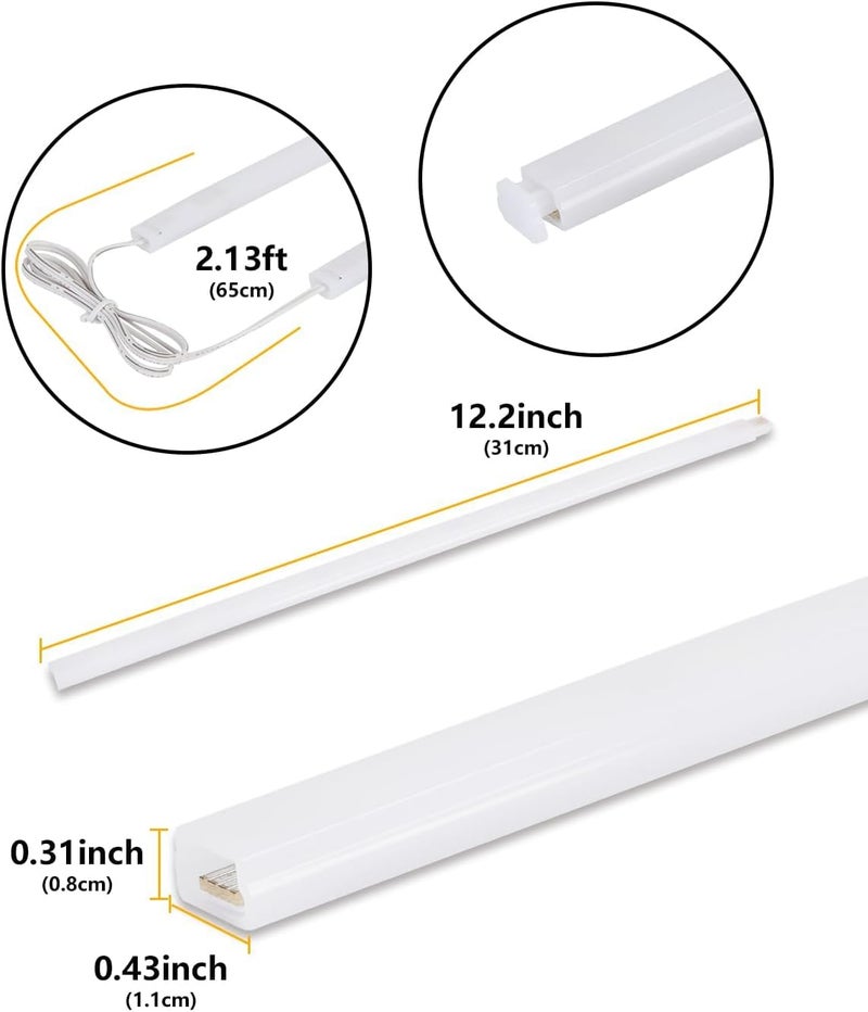 Cefrank Cabinet Lighting 6-Pack 12 inch Seamlessly Linkable Strip Light Bars for Cabinet, Kitchen, Shelf, Workbench, Cupboard Lighting, 1200 Lumen Cold White 6000K - Image 4