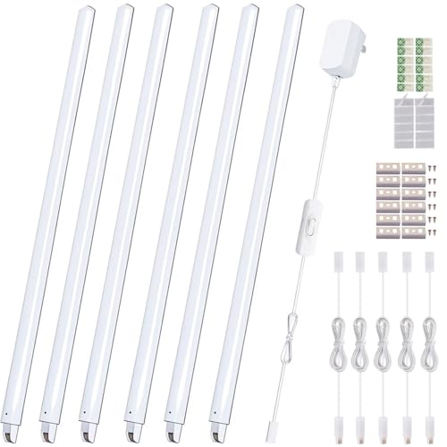 Cefrank Cabinet Lighting 6-Pack 12 inch Seamlessly Linkable Strip Light Bars for Cabinet, Kitchen, Shelf, Workbench, Cupboard Lighting, 1200 Lumen Cold White 6000K - Image 1