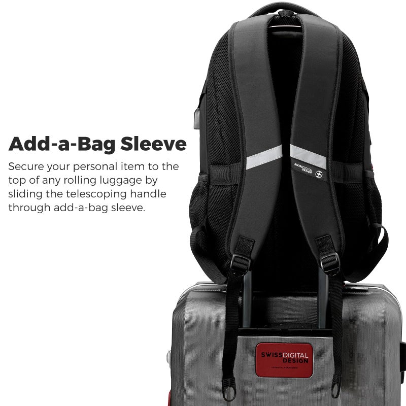 Swissdigital Design Laptop Backpack, Travel Backpack with USB Charging Port Fits 15.6 inches Computer, 31L College School Bookbag for Men,Olive/Black | SD803-26 - Image 4