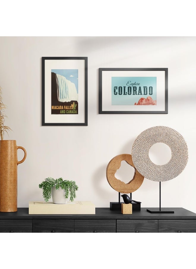 ENJOYBASICS ENJOYBASICS 11x17 Picture Frame Display Poster 8x12 with Mat or 11 x 17 Without Wall Gallery Photo Frames Black 2 Pack  - Image 2