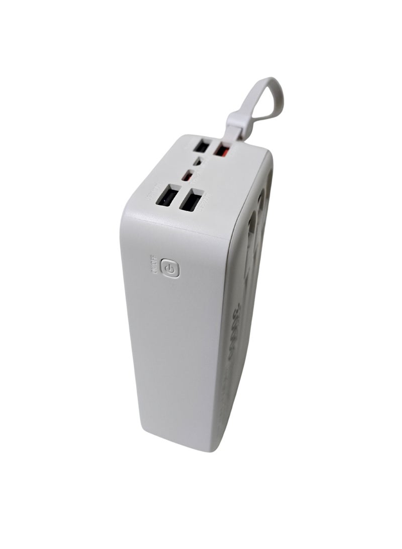 LEVINO 30000mAh Power Bank with 22.5W Fast Charging – 4 USB & 2 Type-C Ports, Digital Display, Overvoltage & Temperature Protection, Includes Type-C, Lightning & USB Cables – White - Image 4