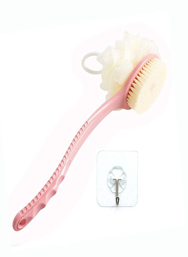 Kriva Export Men Women Long Handle Bath Brush 2 in 1 Shower Sponge with Handle Back Shower Scrubber Exfoliating Brush (2 Bath brush With 2 Hook) - Image 3