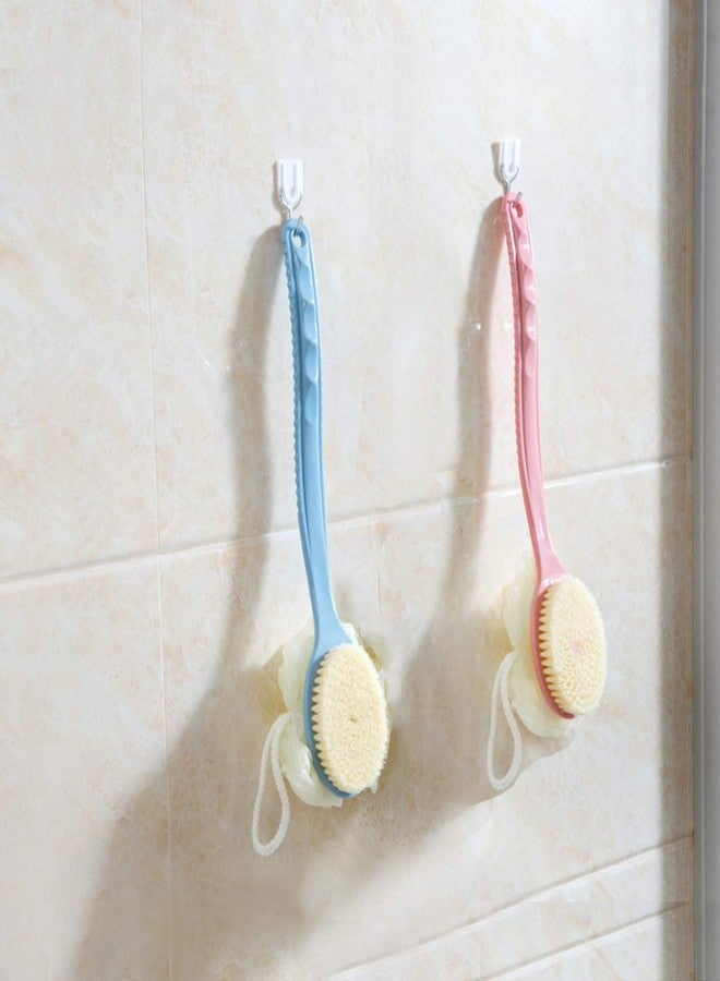 Kriva Export Men Women Long Handle Bath Brush 2 in 1 Shower Sponge with Handle Back Shower Scrubber Exfoliating Brush (2 Bath brush With 2 Hook) - Image 5