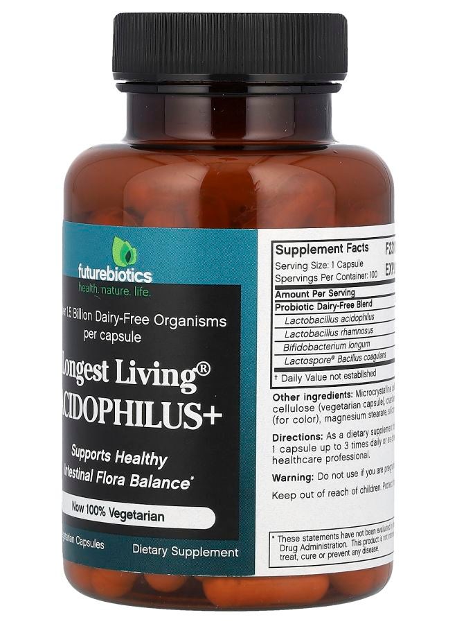 Futurebiotics Longest Living Acidophilus+ 100 Vegetarian Capsules - Image 2