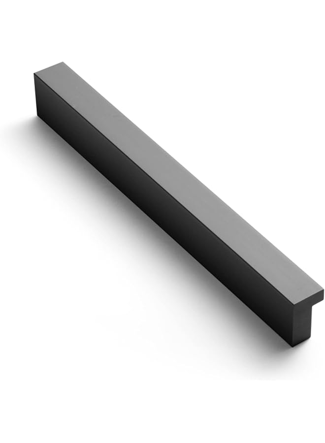 promass Cabinet Handles 12 PCS - Black Drawer Pulls 5 in (128mm) Hole Centers - Tilted Solid Drawer Handles for Kitchen Cabinet Pulls - Finger Pull - Image 1