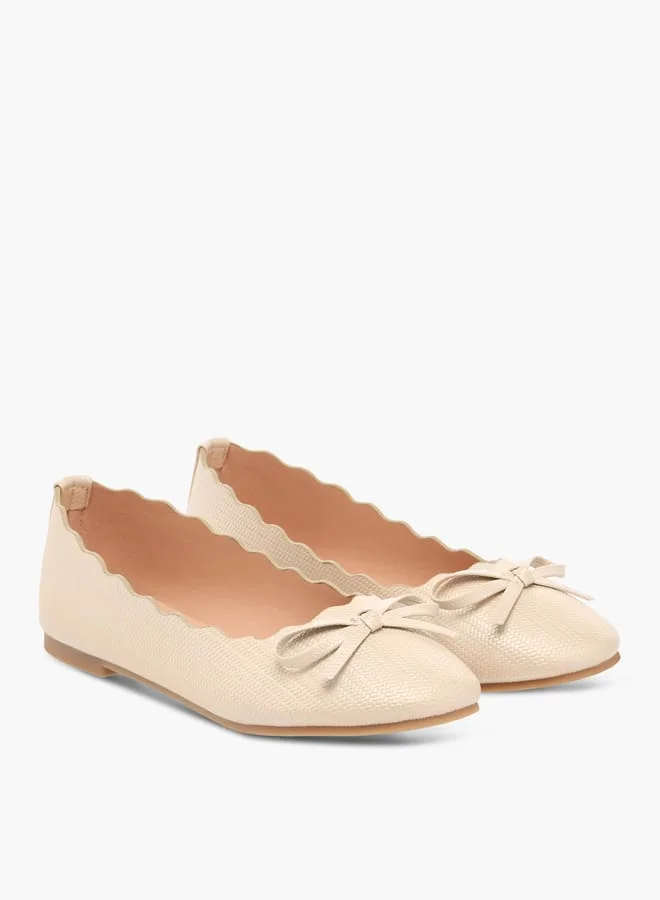 ليتل ميسي Girls Bow Embellished Slip-On Ballerina Shoes