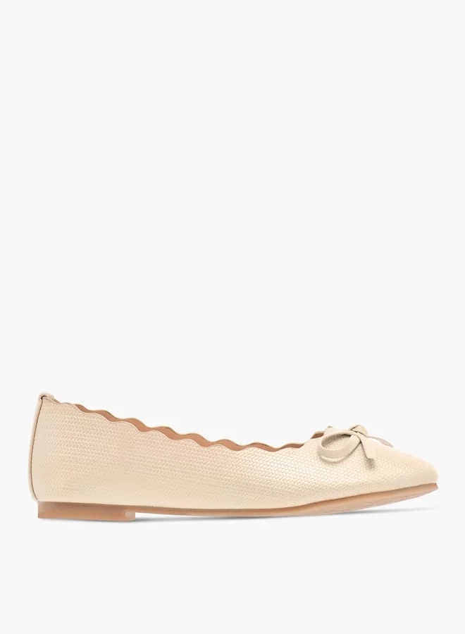 Little Missy BEIGE Girls Bow Embellished Slip-On Ballerina Shoes  | Best Price UAE