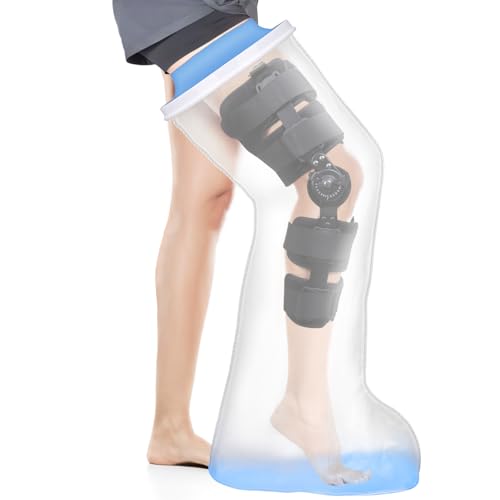 DNEOUXI Waterproof Extra Wide Full Leg Cast Cover for Shower with Non-Slip Bottom, Extra Large Watertight Leg Cast Protector for Thigh Foot Ankle Surgery Wounds, Knee Immobilizer/Brace, Walking Boots,Reusable - Image 1