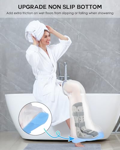 DNEOUXI Waterproof Extra Wide Full Leg Cast Cover for Shower with Non-Slip Bottom, Extra Large Watertight Leg Cast Protector for Thigh Foot Ankle Surgery Wounds, Knee Immobilizer/Brace, Walking Boots,Reusable - Image 3