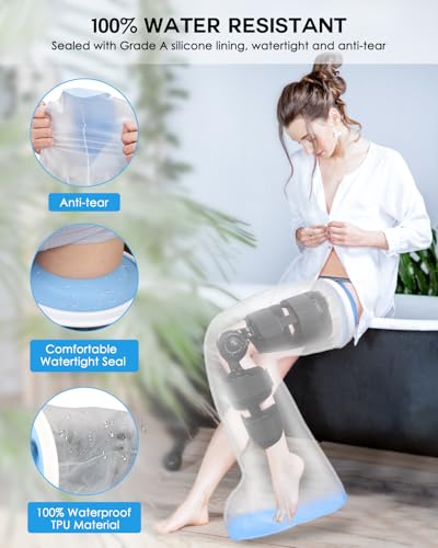 DNEOUXI Waterproof Extra Wide Full Leg Cast Cover for Shower with Non-Slip Bottom, Extra Large Watertight Leg Cast Protector for Thigh Foot Ankle Surgery Wounds, Knee Immobilizer/Brace, Walking Boots,Reusable - Image 5