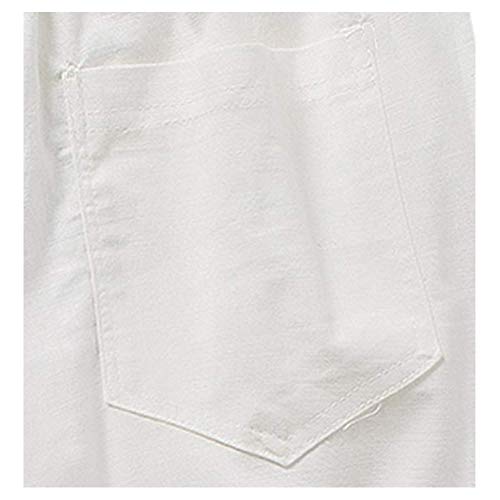 SIR7 Men's Linen Casual Lightweight Drawstrintg Elastic Waist Summer Beach Pants White M - Image 5