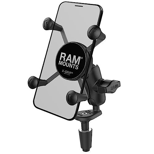 RAM Mounts حامل الهاتف RAM Mounts X-Grip مع قاعدة عمود دراجة نارية RAM-B-176-A-UN7U مع ذراع قصيرة للأعمدة من 12 مم إلى 38 مم في القطر - Image 1
