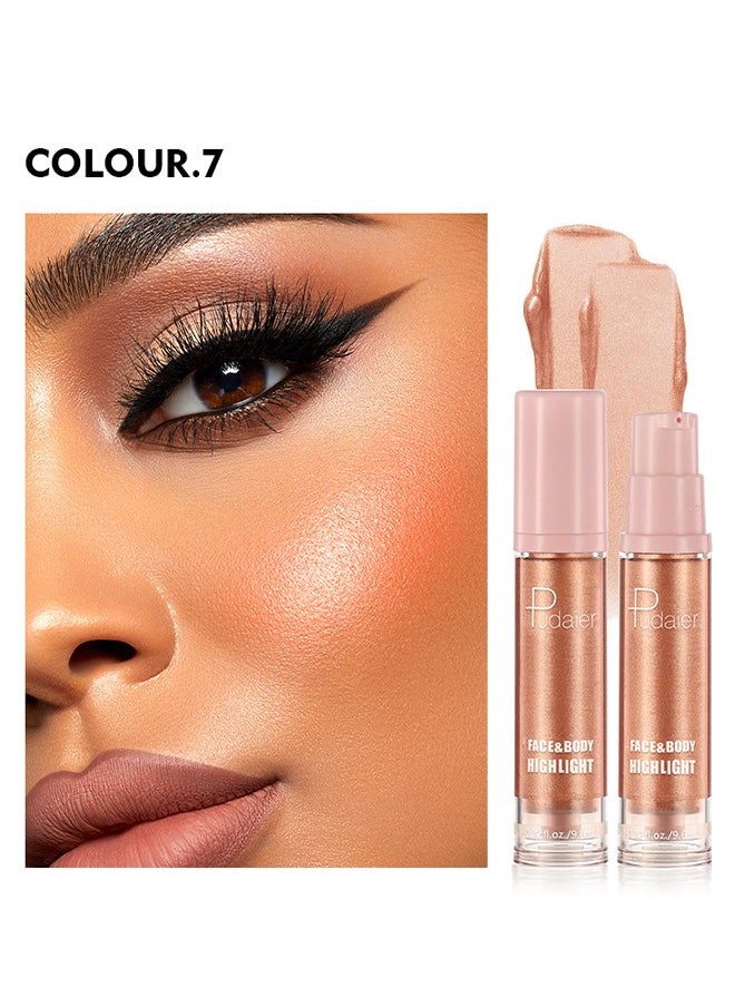 pudaier Face & Body Highlight - Liquid Highlighter Makeup, Long Lasting Liquid Luminizer For Glowing Skin Waterproof Smooth Glitter Highlight Face Illuminator Cream Contour Stick Body Shimmer Liquid Bronzer(#07)  - Image 1