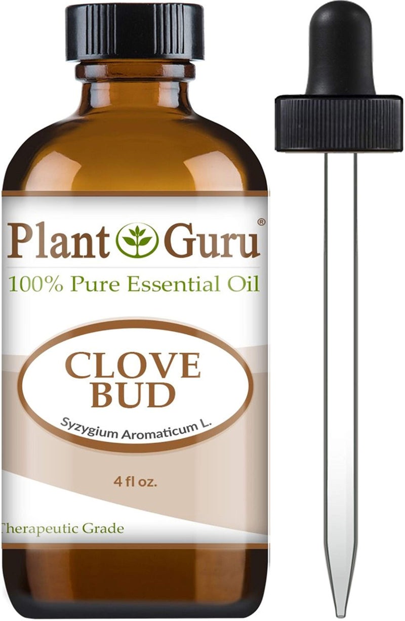 Plant Guru Clove Bud Essential Oil 4 oz 100% Pure Undiluted Therapeutic Grade for Aromatherapy Diffuser, Natural Remedies for Skin, Body, Hair. Great for DIY Candle and Soap Making.