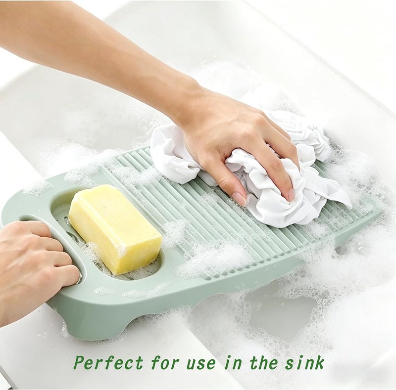 Cansybil Non-Slip Laundry Washing Board, Household Washboard, Hand Wash Board, Manual Wash Clothes Laundry Pad Scrubbing Board for Household(15.7x8.07x1.06inches) (E-Light Blue) - Image 2