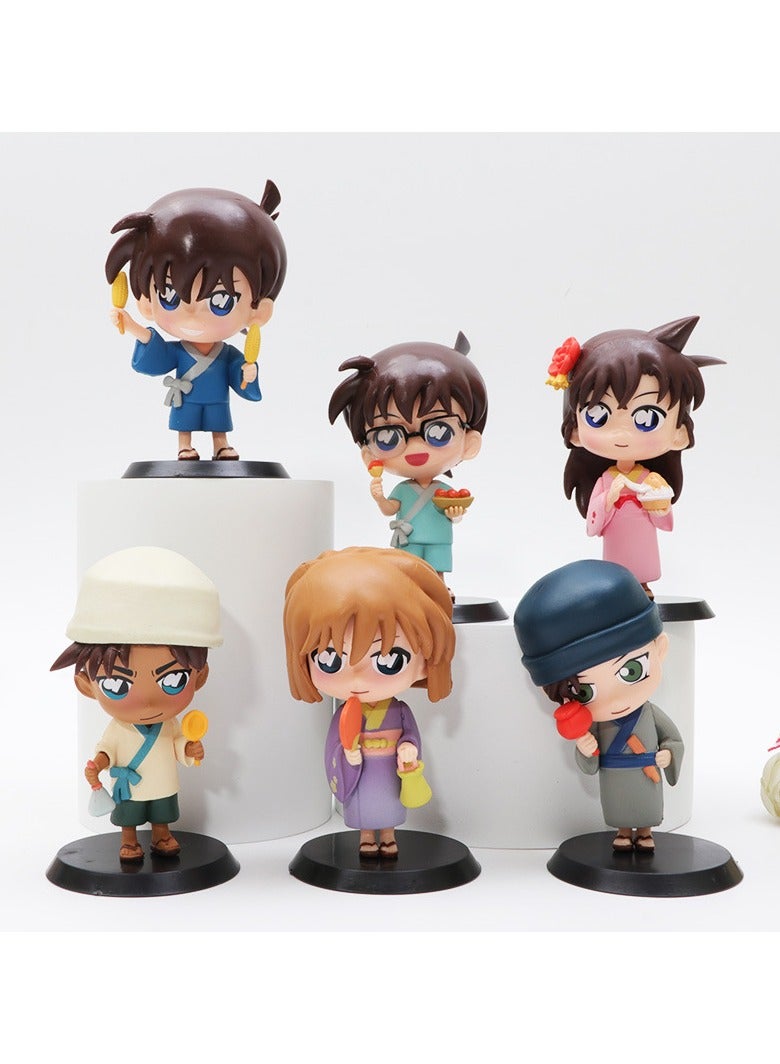 general 6 Q Version Conan Figures Summer Garden Party Series Toy Models Crane Machines Doll Ornaments Cake Decoration Ornaments Car Ornaments - Image 1