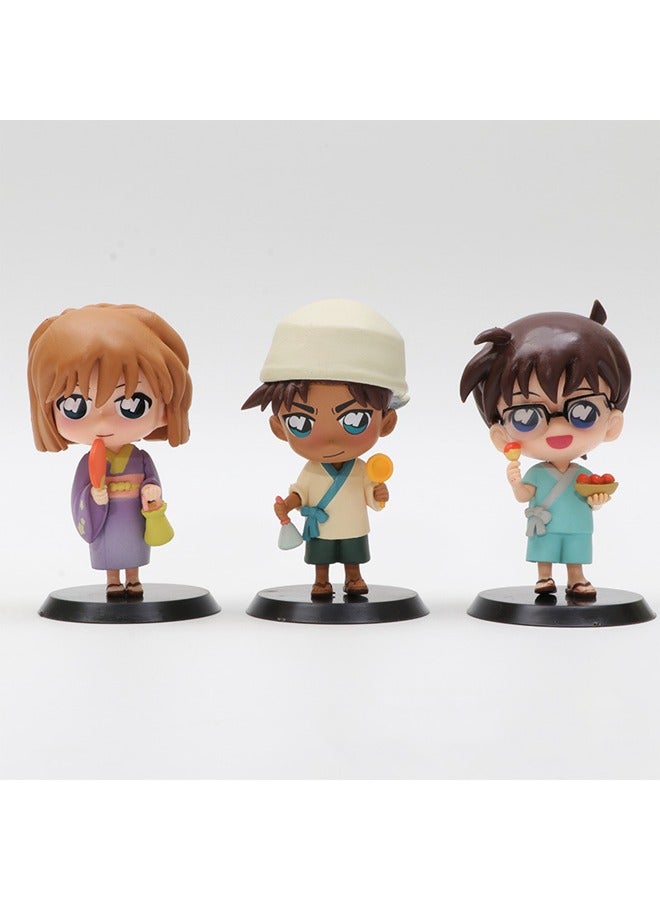 general 6 Q Version Conan Figures Summer Garden Party Series Toy Models Crane Machines Doll Ornaments Cake Decoration Ornaments Car Ornaments - Image 2