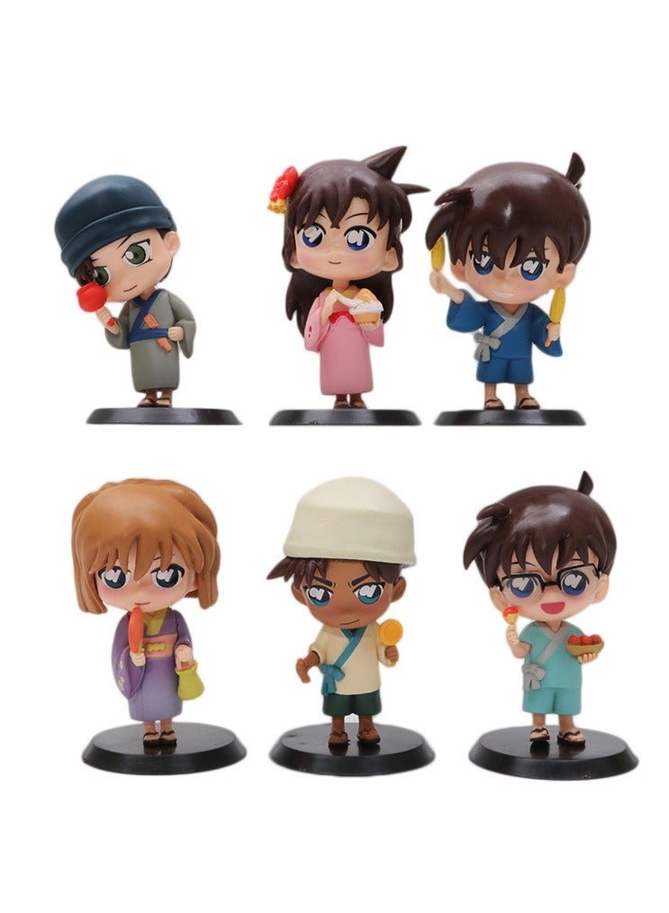 general 6 Q Version Conan Figures Summer Garden Party Series Toy Models Crane Machines Doll Ornaments Cake Decoration Ornaments Car Ornaments - Image 4