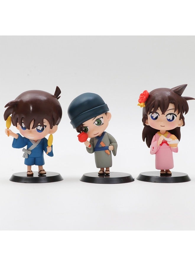 general 6 Q Version Conan Figures Summer Garden Party Series Toy Models Crane Machines Doll Ornaments Cake Decoration Ornaments Car Ornaments - Image 3