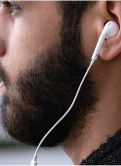SOUNDTEC Earphones with 3.5mm Aux Connector, 3 Button Remote, Microphone, 1.2m Cable, Porodo sountec - White  - Image 4