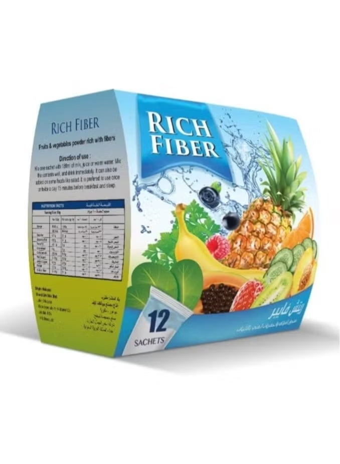 ريتش فايبر - الياف طبيعية - طعم الفواكه والخضروات - 12 ظرف