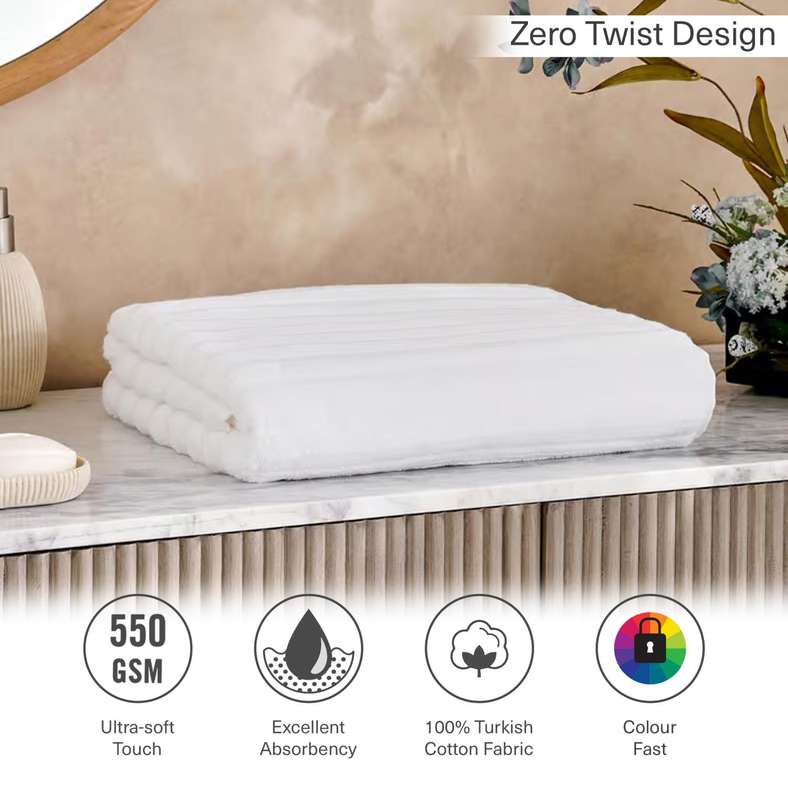 Pan Home منشفة استحمام بيضاء بتصميم مضلع بدون لف - Image 5