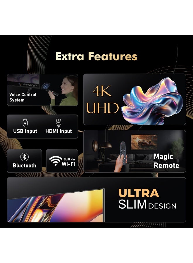 اس بي جي تلفزيون SPJ الذكي LED بدقة 4K UHD مقاس 85 بوصة بنظام WebOS مع حوامل جدارية وجهاز تحكم عن بعد سحري، يدعم تقنية Dolby Atmos وApple AirPlay وApple Home وNetflix وTwitch، لون أسود - Image 5