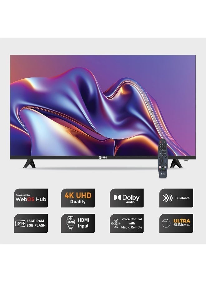 اس بي جي تلفزيون SPJ الذكي LED بدقة 4K UHD مقاس 85 بوصة بنظام WebOS مع حوامل جدارية وجهاز تحكم عن بعد سحري، يدعم تقنية Dolby Atmos وApple AirPlay وApple Home وNetflix وTwitch، لون أسود - Image 2