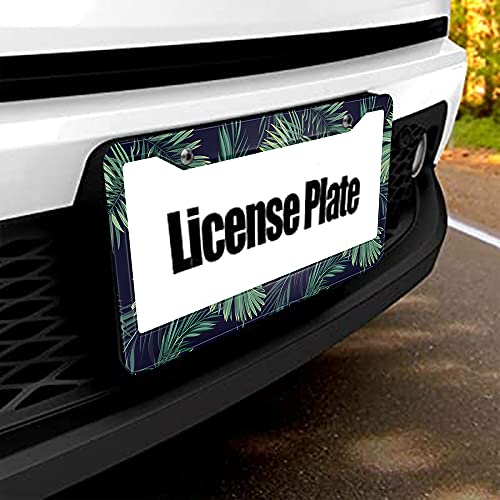 Beabes Dark Tropical Leaves License Plate Frame Auto Tag Frames Green Palm Tree License Plates Holder 2 Holes Leaf Hawaii Decorative Car Truck Motorcycle License Plates Tag for Men Women - Image 5