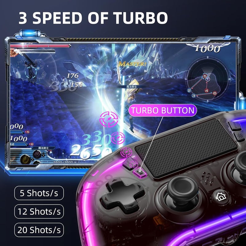 HONGHAO Custom Controllers For PS4 with Hall Trigger and 8 Color Changing LED Lights, Wireless PS4 Remote Dual 4 Shock Aimbot Joystick Controller for Playstation 4 (Brown) - Image 5