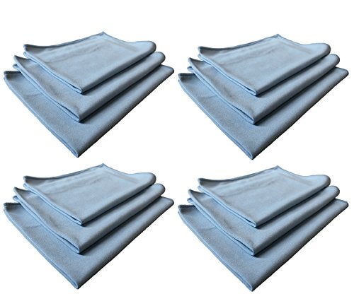 Real Clean 16x16 Blue Microfiber Window Glass Cleaning Towels (Pack of 12) - Image 4