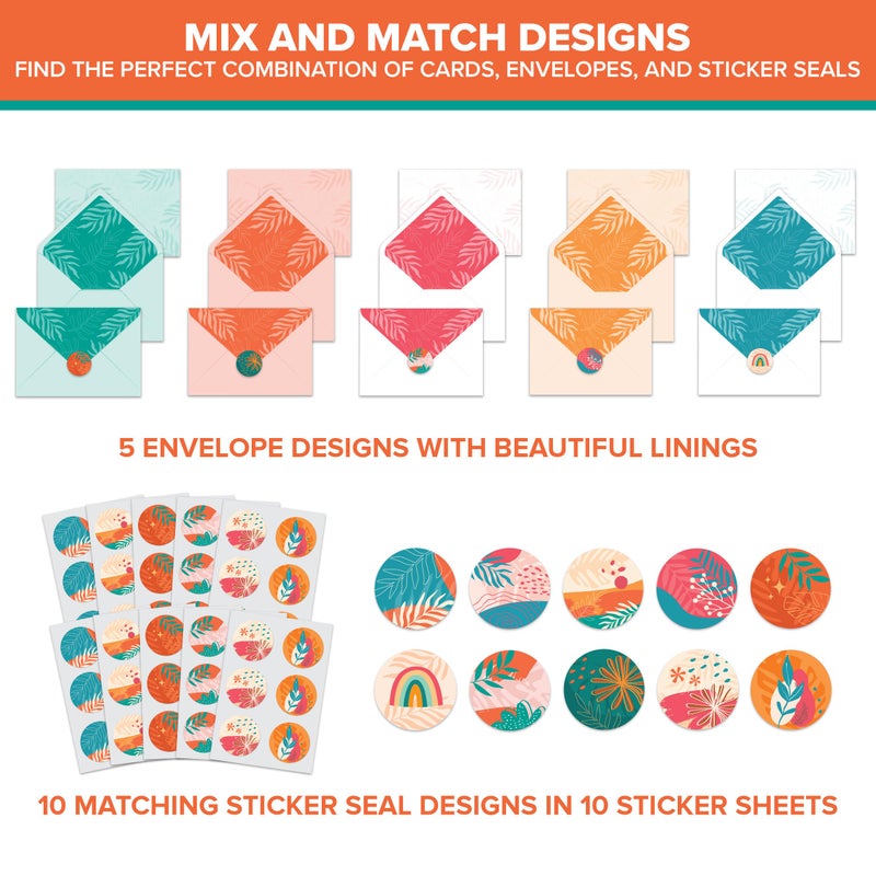 Decorably 50 Pack 6x4in Employee Appreciation Cards with Envelopes and Stickers, 10 Colorful and Retro Designs Staff Appreciation Cards, Blank Inside - Promotion, Recognition, Work Anniversary - Image 5