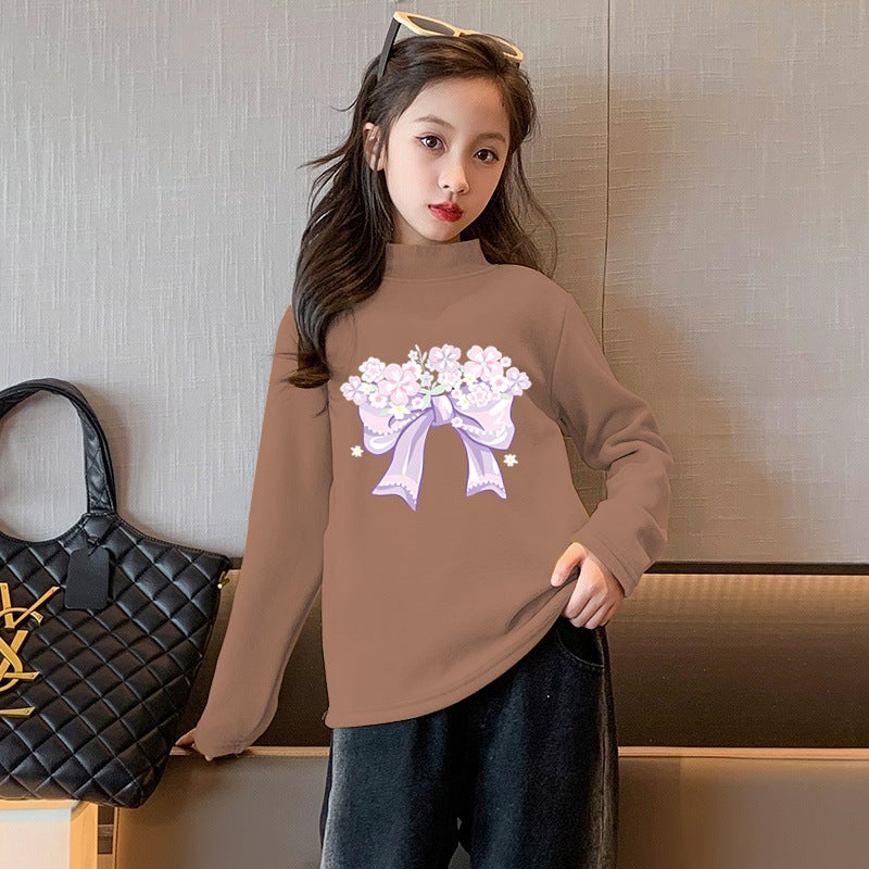 Y2370# German Velvet Girls Joker Long Sleeve T-Shirt Children'S Clothes New Autumn Coat Big Children'S Base Shirt T-Shirt - Image 1
