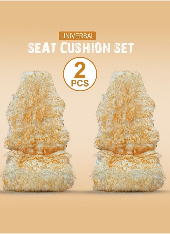 Agc 2 Piece Sheepskin Fur Car Seat Covers Universal Size Long Wool Car Seat Cushion for Adult Man and Women  - Image 1