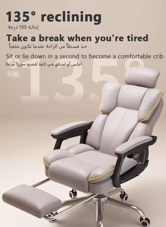 Bolivia's Office Chair,Ergonomic Office Desk Computer Chair PU Leather Swivel Adjustable Height High-Back Reclining Chair,Silent 360° Wheels,Headrest& Footrest for Home Office, Gaming & Corporate Desk (White)  - Image 5
