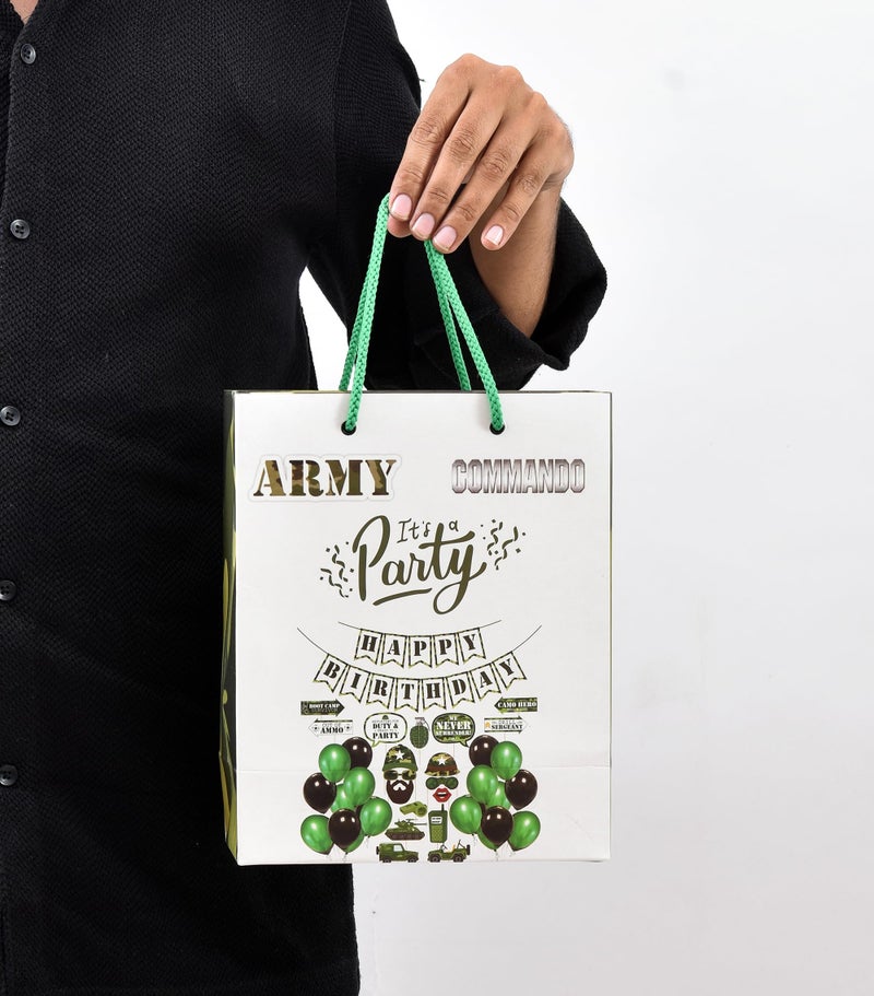 PPJ ® -HAPPY BIRTHDAY (ARMY/SOLDIER THEME PARTY) (10 Pcs.) PAPER CARRY BAG, 10 Inch X 8 Inch X 4 Inch RETURN GIFT/HAPPY BIRTHDAY/RETURN GIFTS/GIFTS/GIFT BAGS/GIFT COVERS (Pack of 10) - Image 2