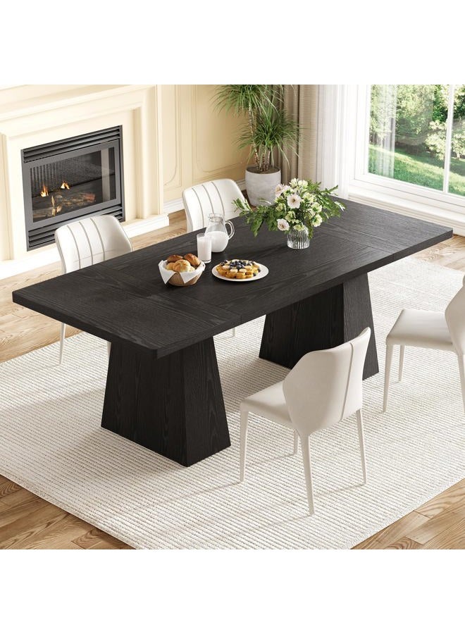 Dining Table for 6 People, Wooden Dining Table, Rectangle Table with Heavy Duty Legs, Modern Dining Table for Kitchen, Dining Room, Black