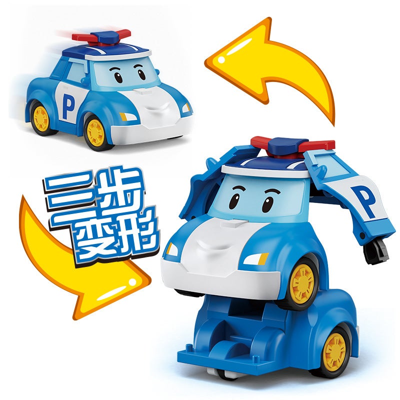 Large Deformation Police Car Perly Toy Poli Deformation Robot Roy Fire Truck Rescue Team Children Toy Car - Image 3