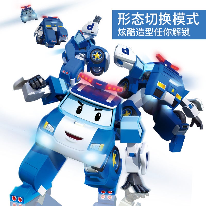 Large Deformation Police Car Perly Toy Poli Deformation Robot Roy Fire Truck Rescue Team Children Toy Car - Image 4