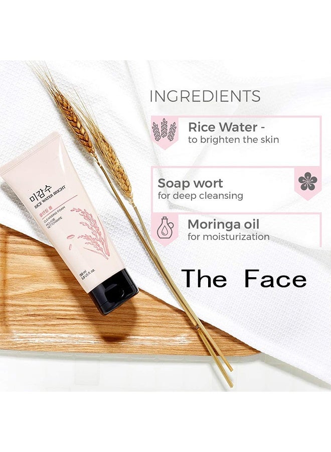The Face RICE WATER BRIGHT FOAMING CLEANSER, Brightening Rice Water Gentle Facial Cleansing Mousse 150ml - Image 4