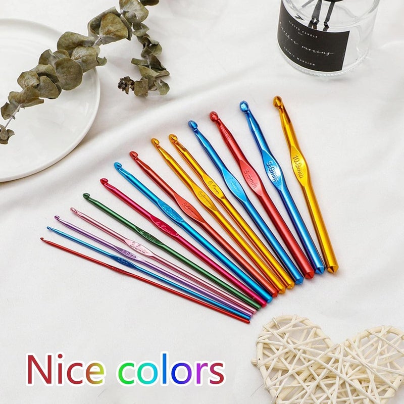 BCMRUN 14 pcs Multicolor Aluminum Crochet Hooks Knitting Needles Craft Yarn 2-10mm … - Image 5