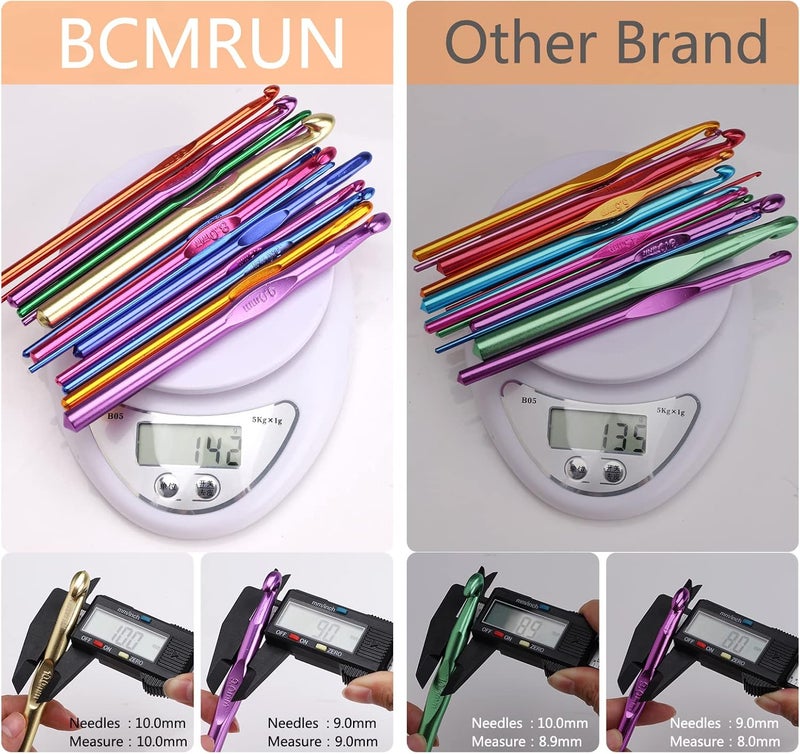 BCMRUN 14 pcs Multicolor Aluminum Crochet Hooks Knitting Needles Craft Yarn 2-10mm … - Image 3