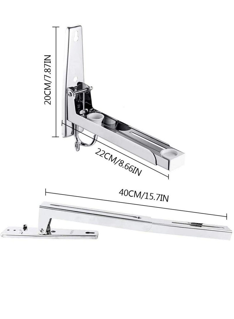 Microwave Oven Wall Mount Bracket 304 Stainless Steel Shelf Holder Foldable Stretch Rack for Stand Removable Hook - Image 4