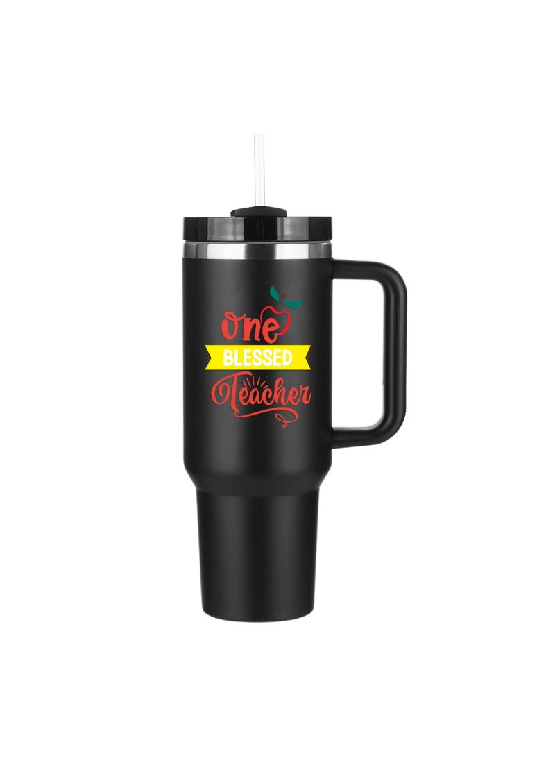 PRINTSHOP4ME - Teachers Day Tumbler Mug 1.2L With Lid&Straw|Double Walled Printed Tumbler Mug|Insulated Reusable Stainless Steel Tumbler Mug|Gift For Teachers - Image 1